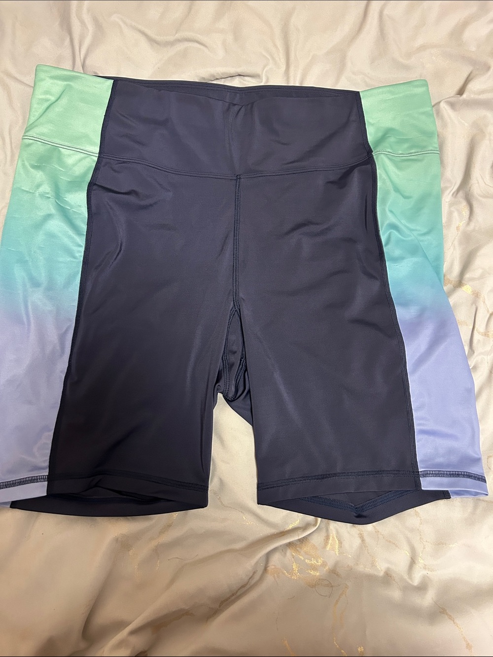 Athletic Bike Shorts with Mint and Lavender Side Panels